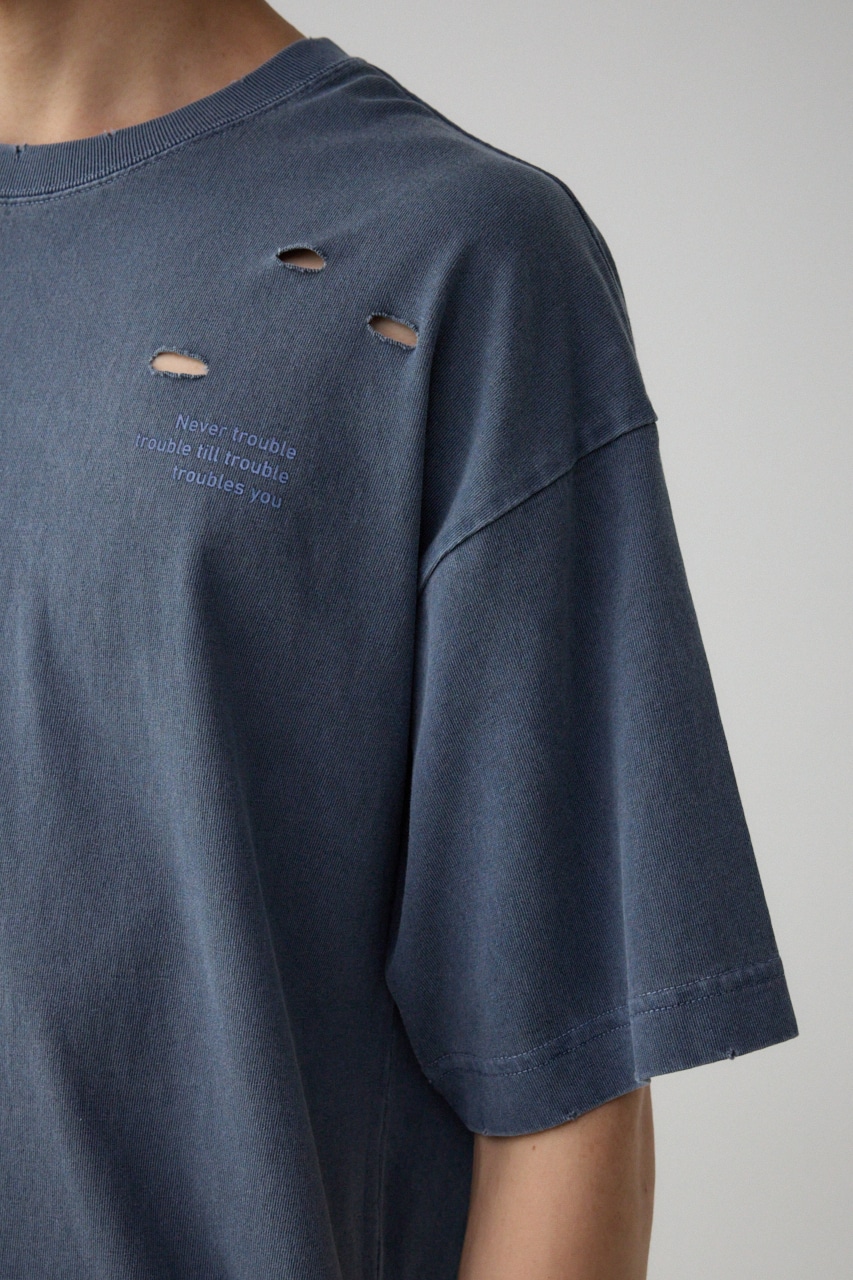 ピグメントダメージTシャツ BLU FREE