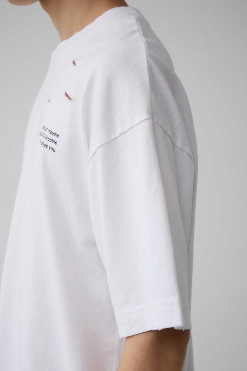 ピグメントダメージTシャツ O/WHT FREE