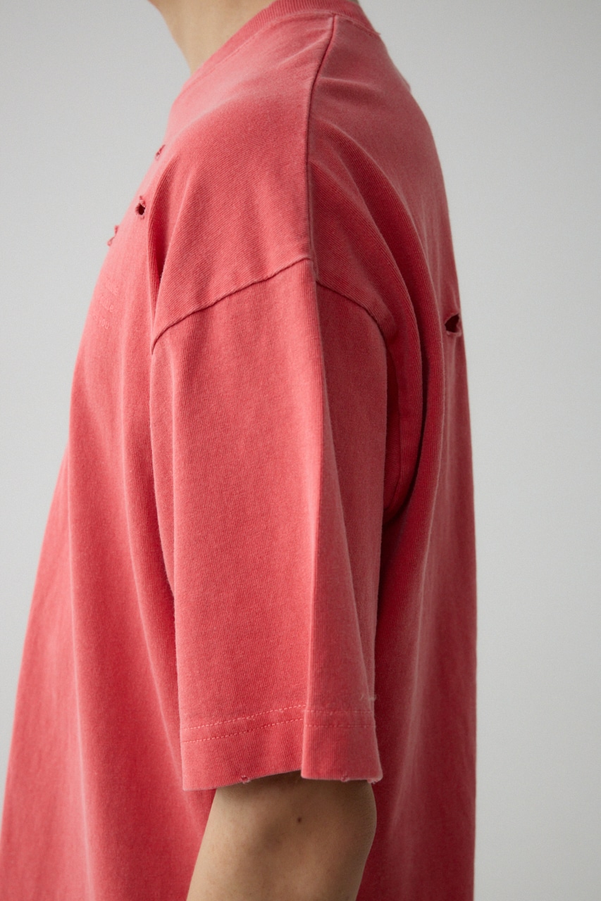 ピグメントダメージTシャツ RED FREE