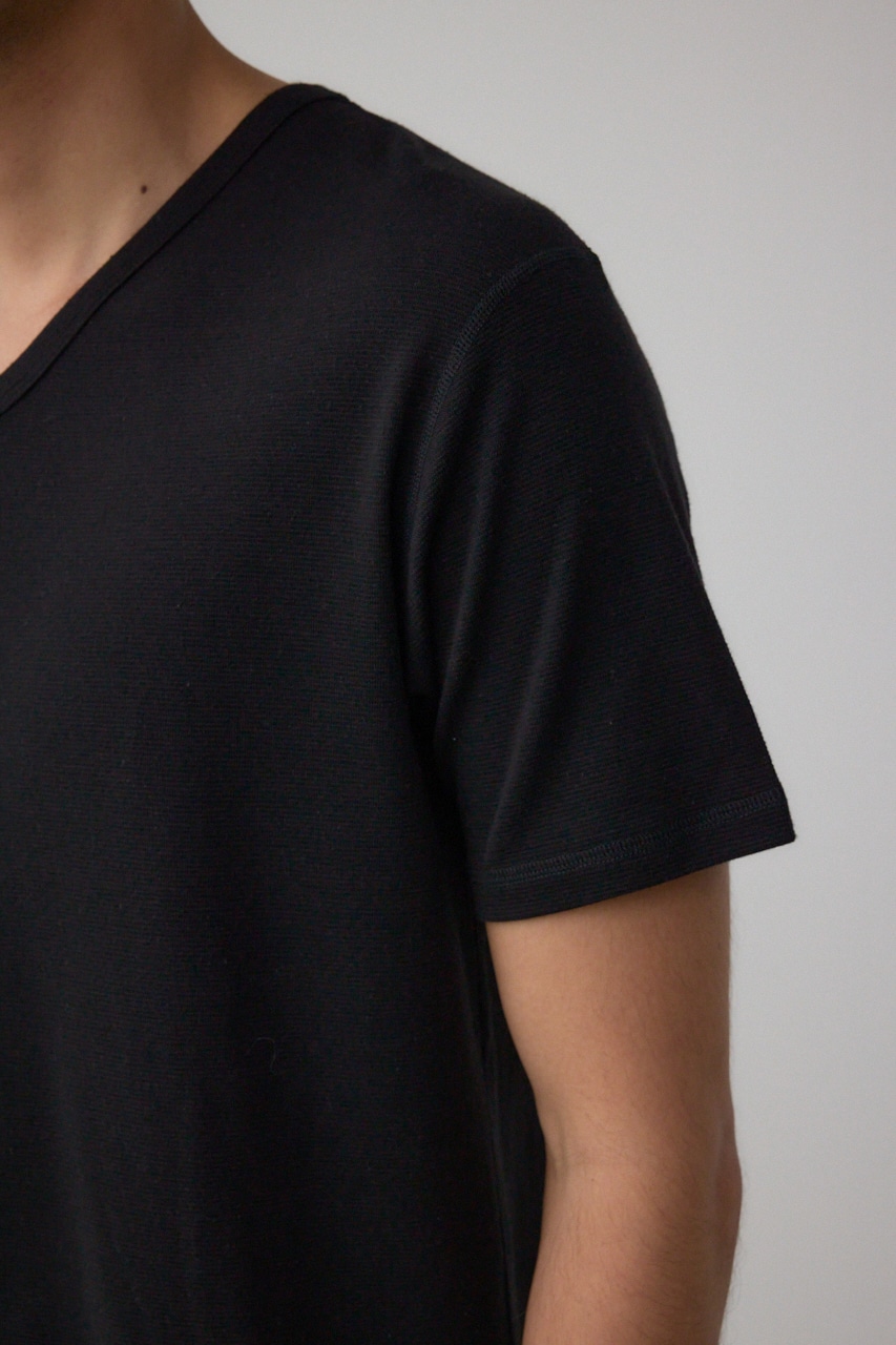 タックフライスVネックTシャツ BLK S