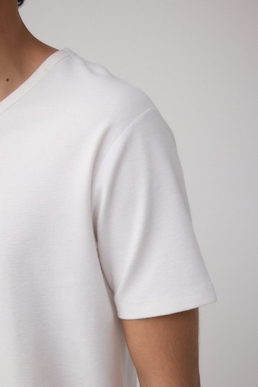 タックフライスVネックTシャツ WHT L
