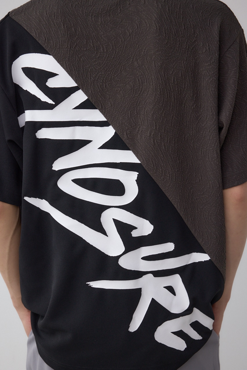 異素材スウィッチングラフィックTEE 柄BLK M