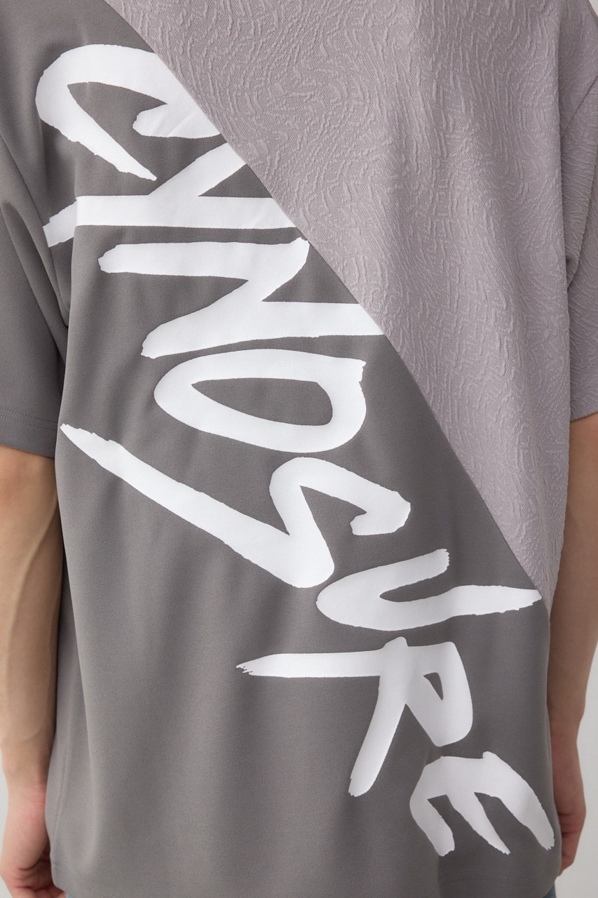 異素材スウィッチングラフィックTEE 柄GRY S