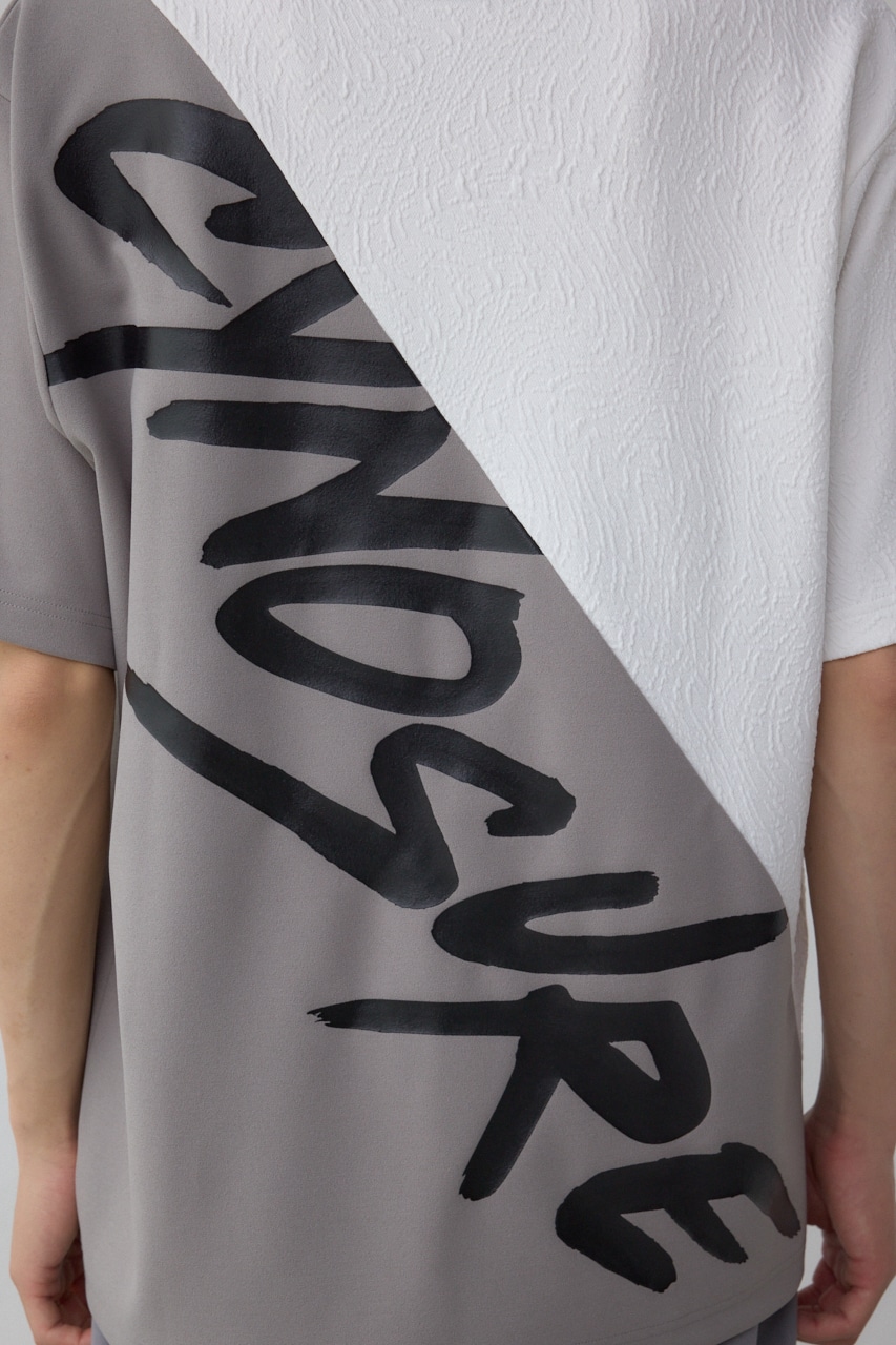 異素材スウィッチングラフィックTEE 柄WHT M
