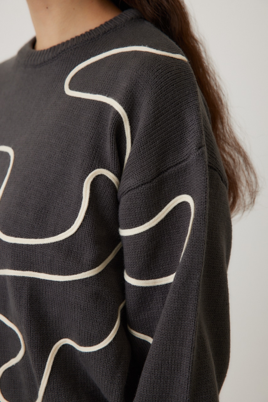 コードエンブロイダリーニット GRY FREE