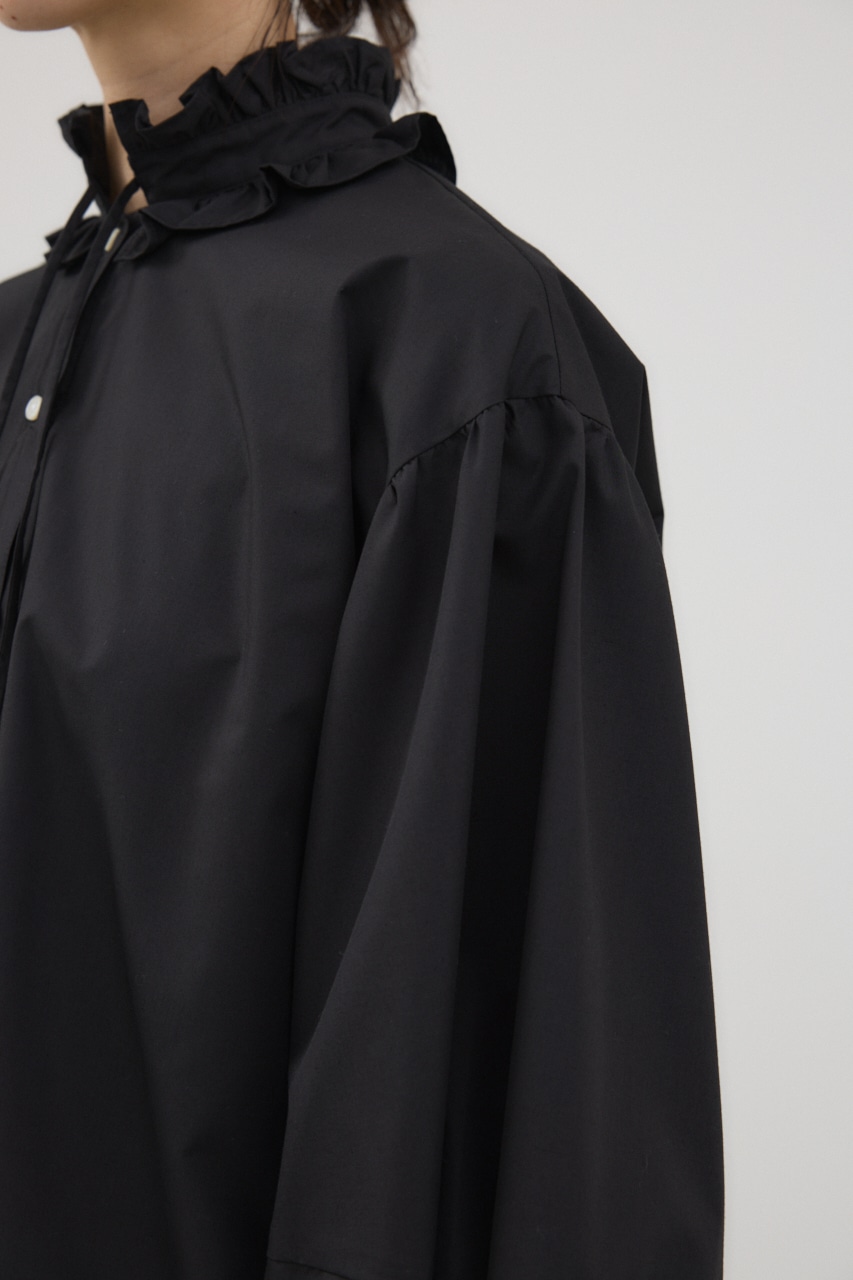 フリルスタンドカラーブラウス BLK FREE