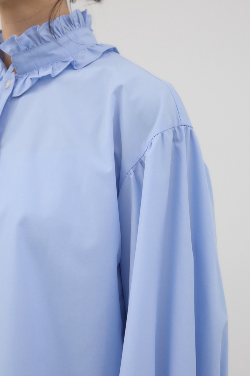 フリルスタンドカラーブラウス L/BLU FREE