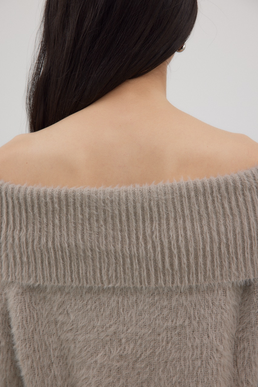 オフショルダーシャギーラメニット MOCHA FREE