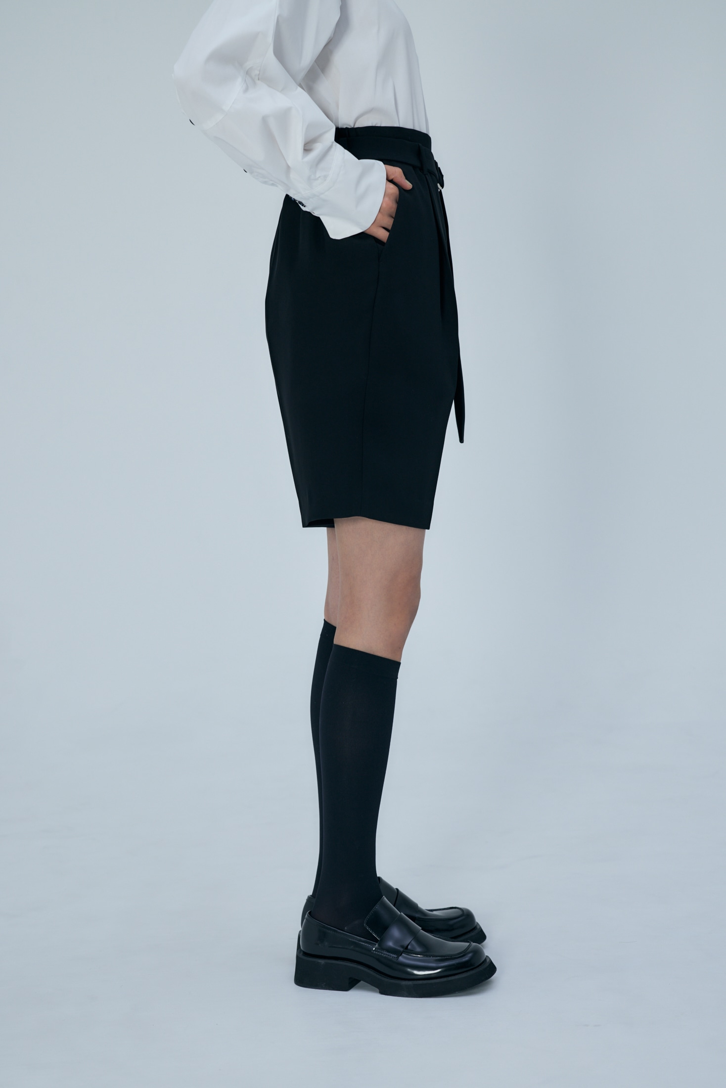BELT STRAIGHT HALF-PANTS｜36｜BLK｜TROUSERS｜|ENFÖLD OFFICIAL 