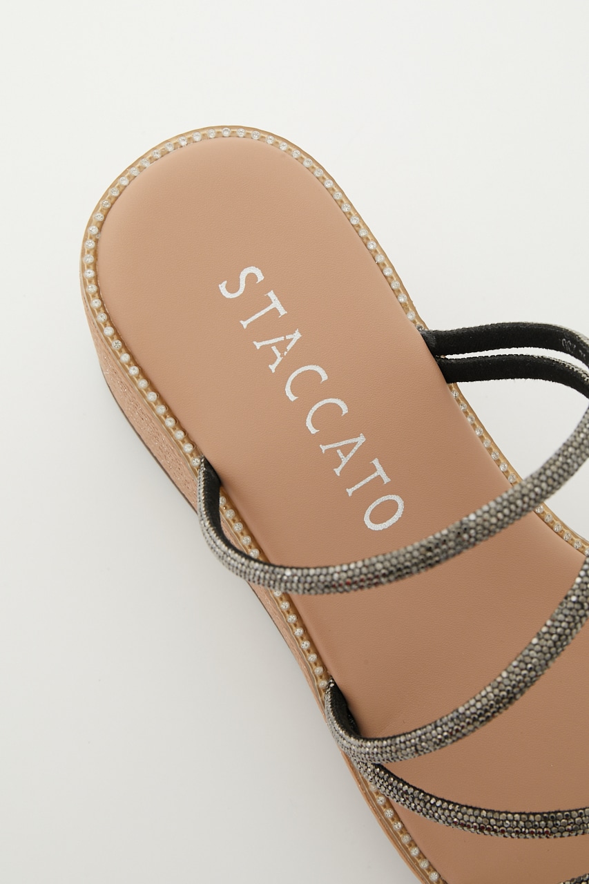 コードストラップウェッジヒールサンダル BLK 23.5cm