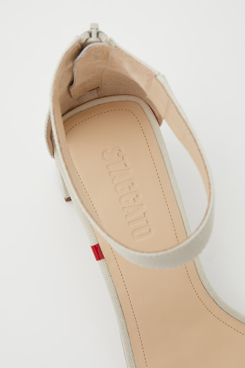 キャンバスクエアンクルストラップサンダル ECRU 24.0cm