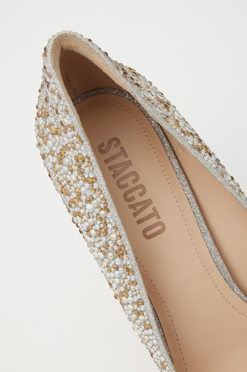 Vカットクイーンパンプス 柄SLV 24.0cm