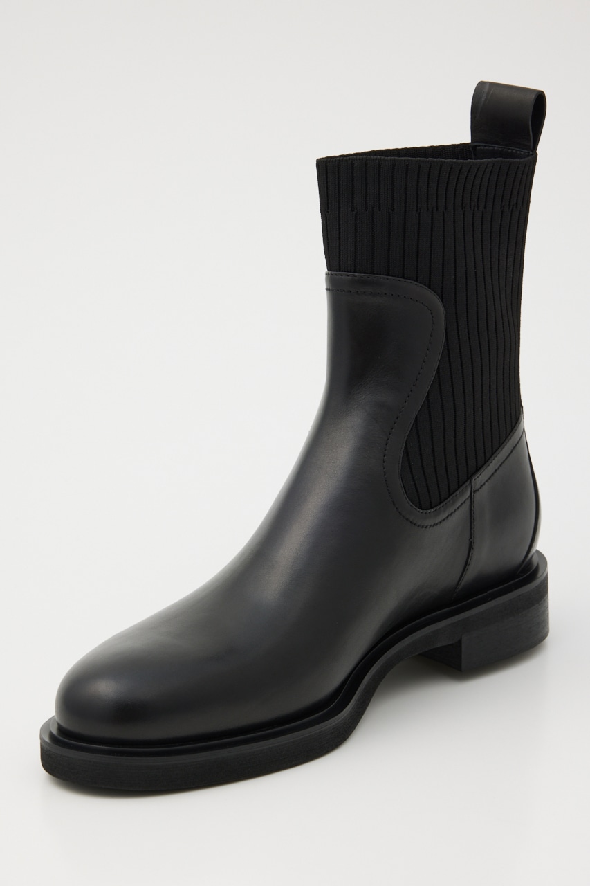 クラウスルリブニットコンビブーツ BLK 24.5cm