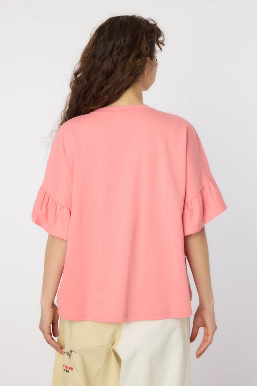 フリルスリーブトップス L/RED FREE