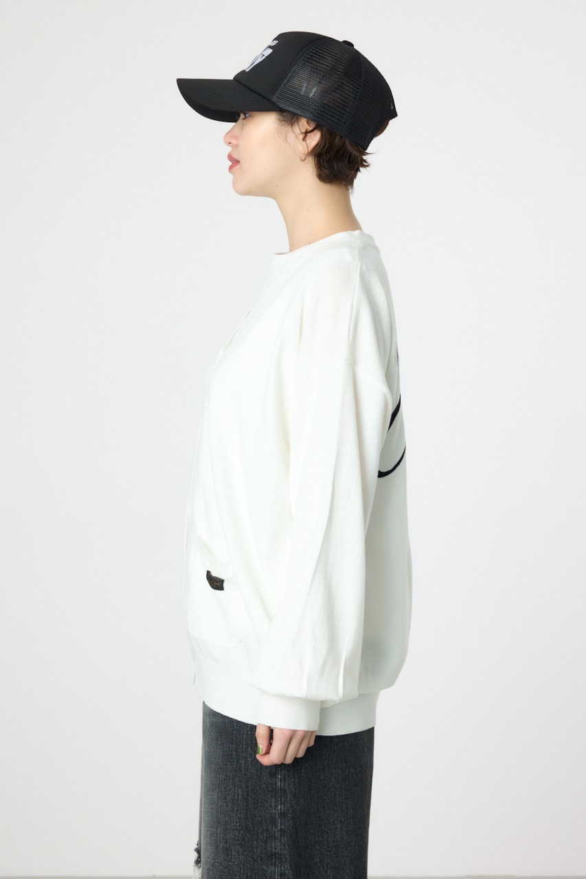 スクリプト LOGO ニットカーディガン O/WHT FREE