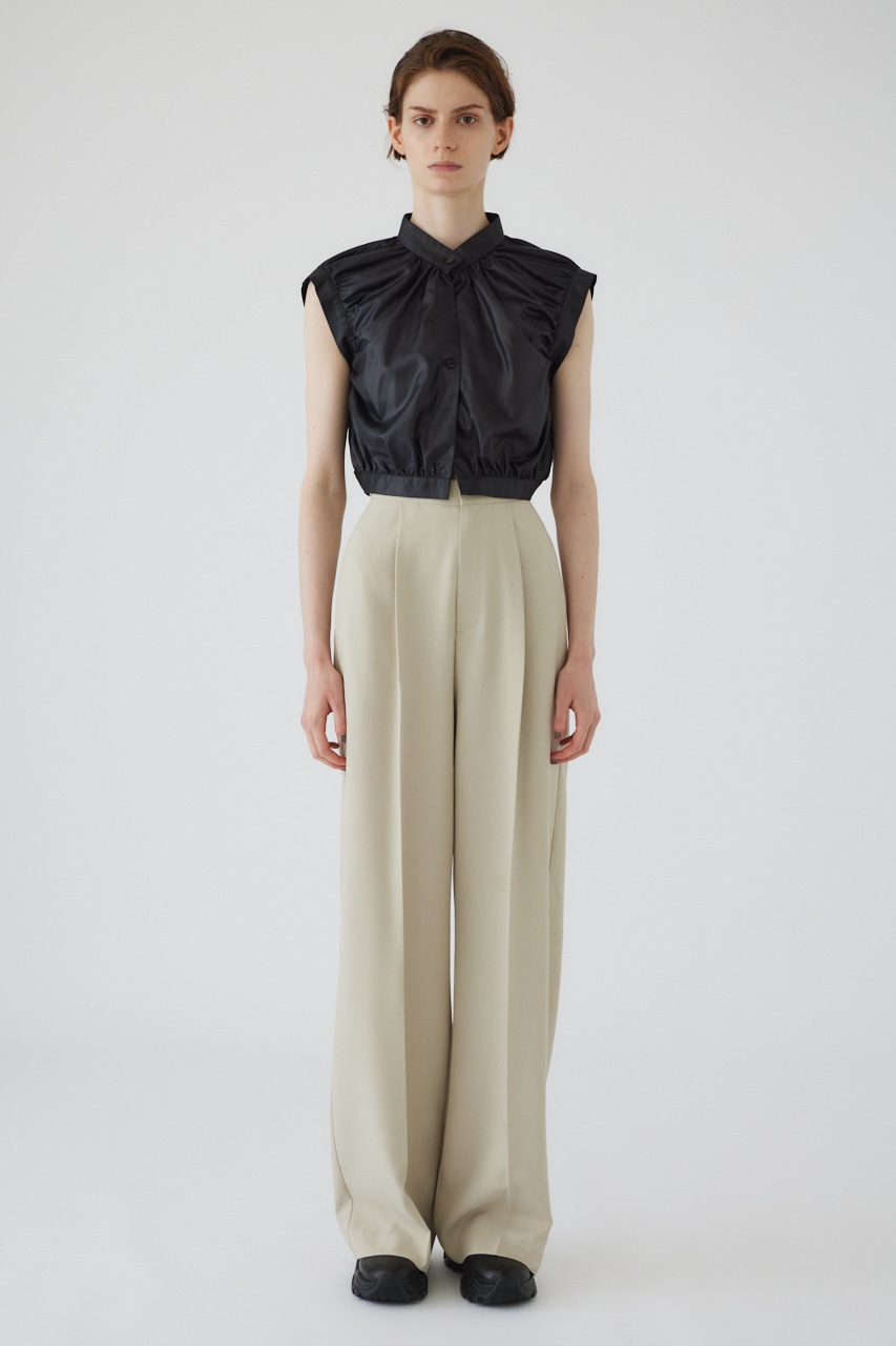 Leather like compact vest BLK 38