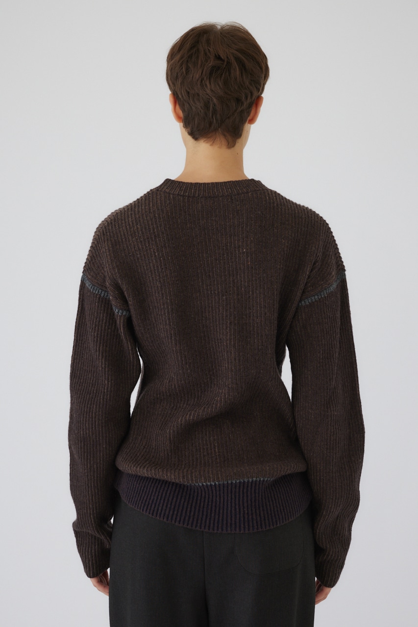 【LIMITED SALE】Curved mix color tunic BRN FREE