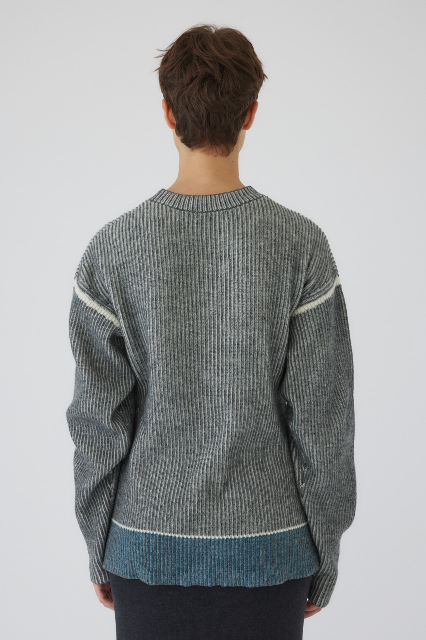 【LIMITED SALE】Curved mix color tunic L/GRY FREE