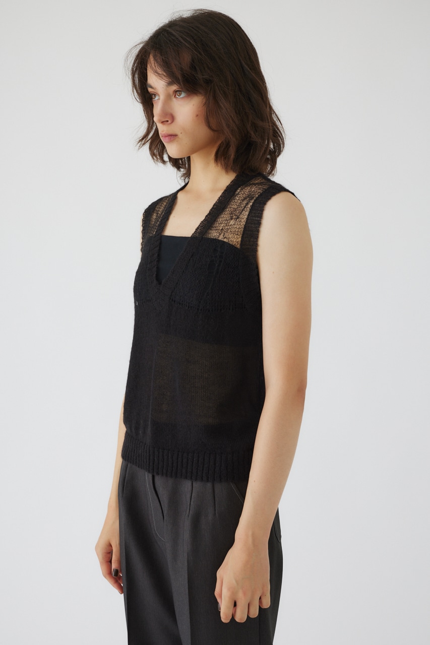 Mohair mix minimum knit vest BLK FREE