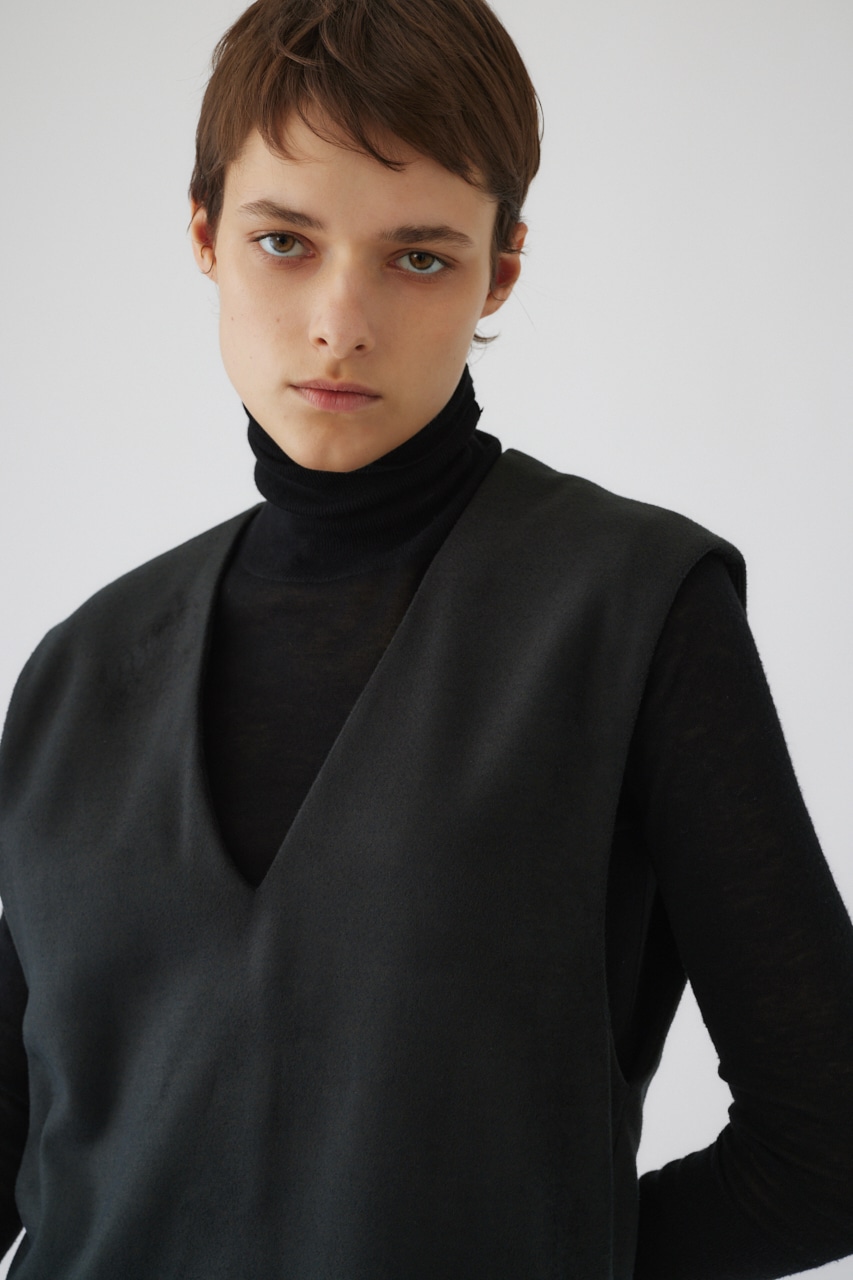 Soft felt long vest L/BLK 36