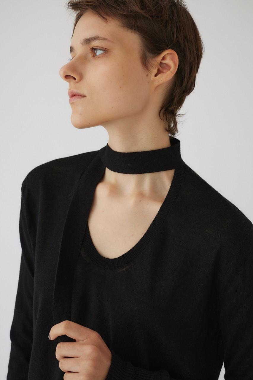 【LIMITED SALE】Classic tie knit BLK FREE