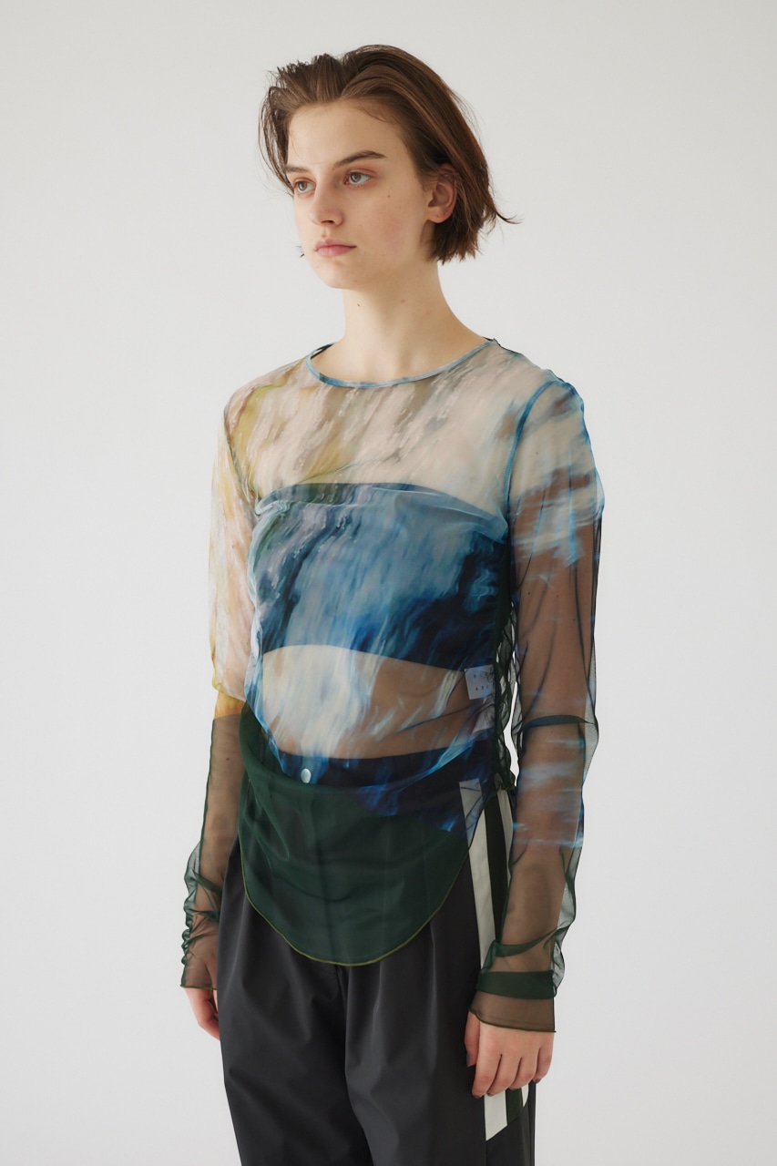 Photograph printed tops GRN FREE