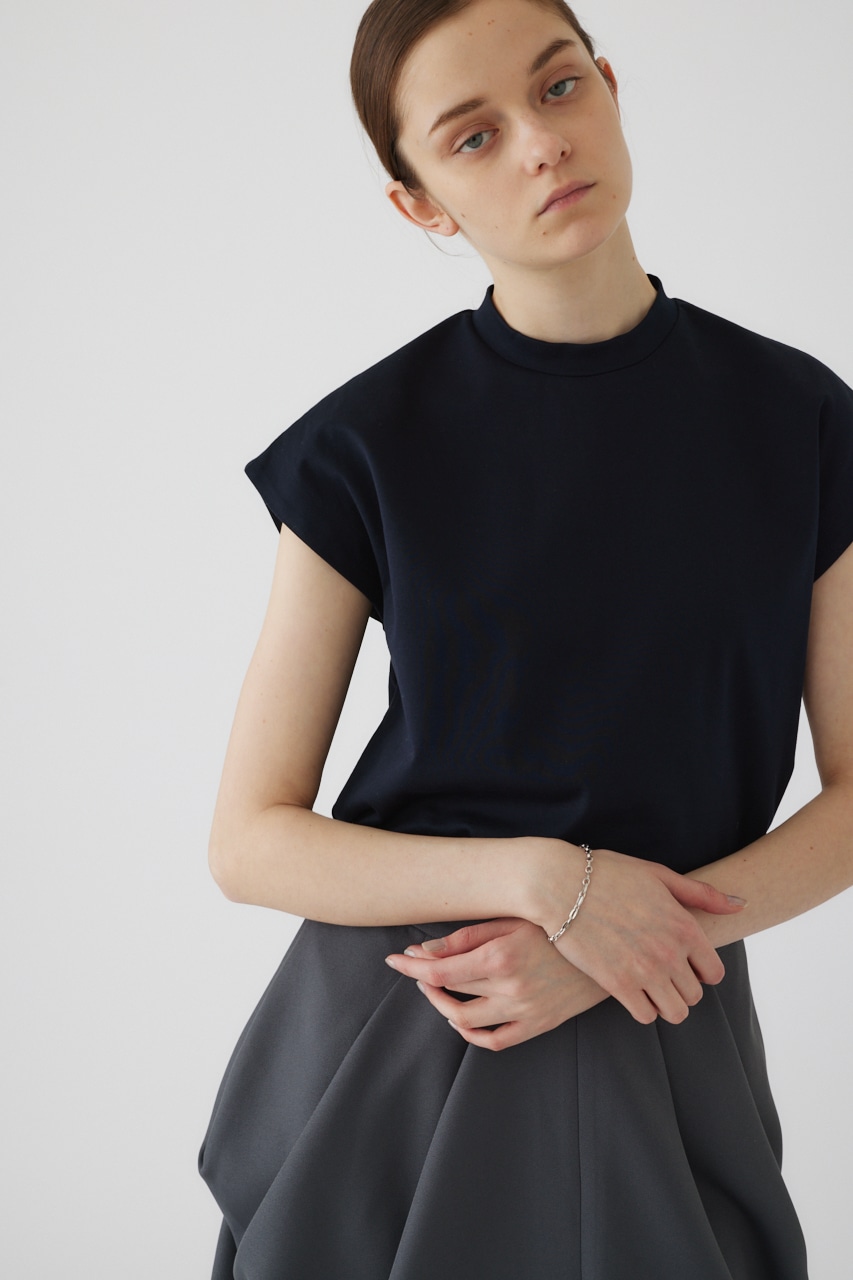 Mannish nosleeve cut tops NVY FREE