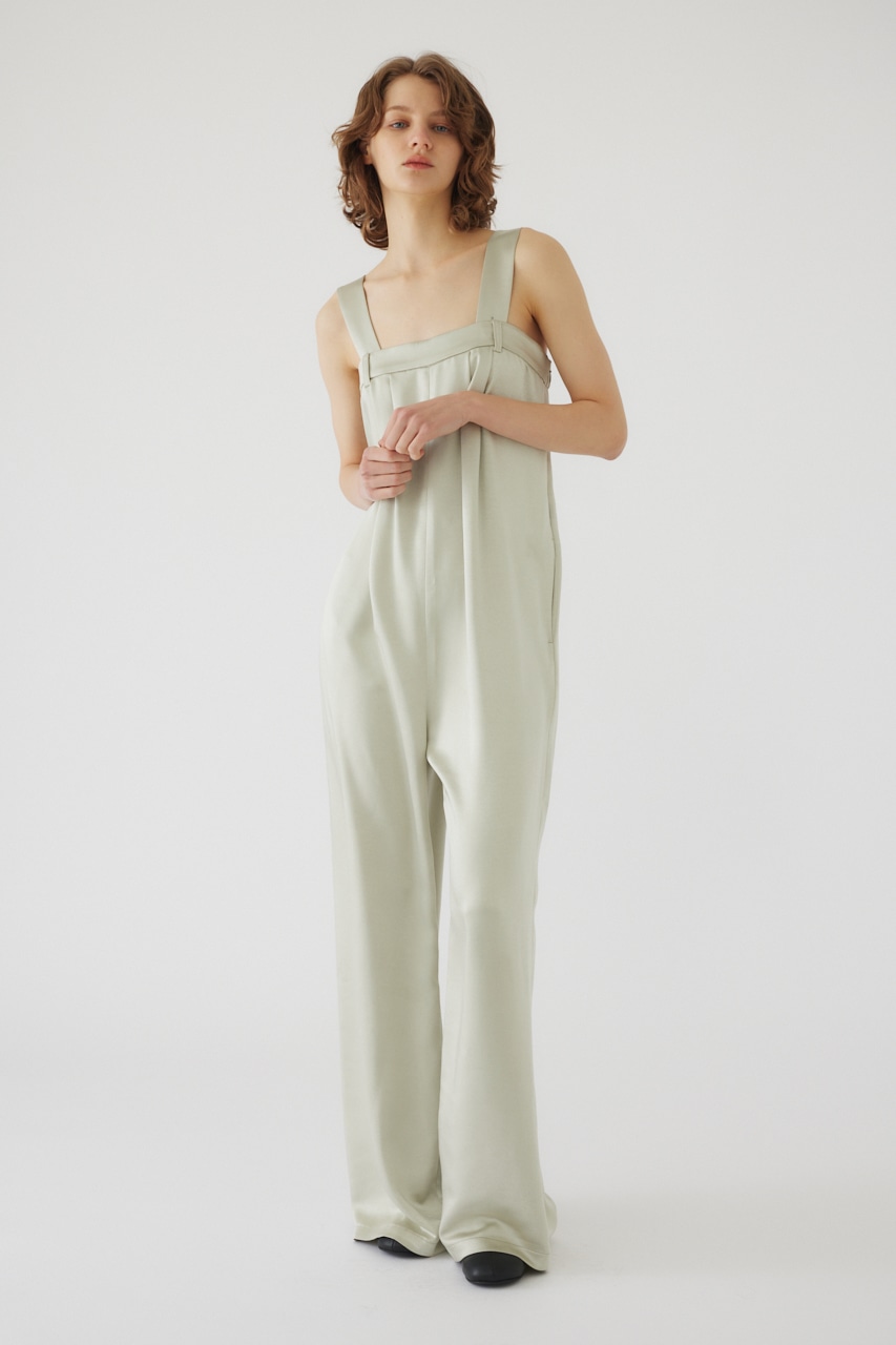 【LIMITED SALE】Satin slacks all in one L/GRN 38