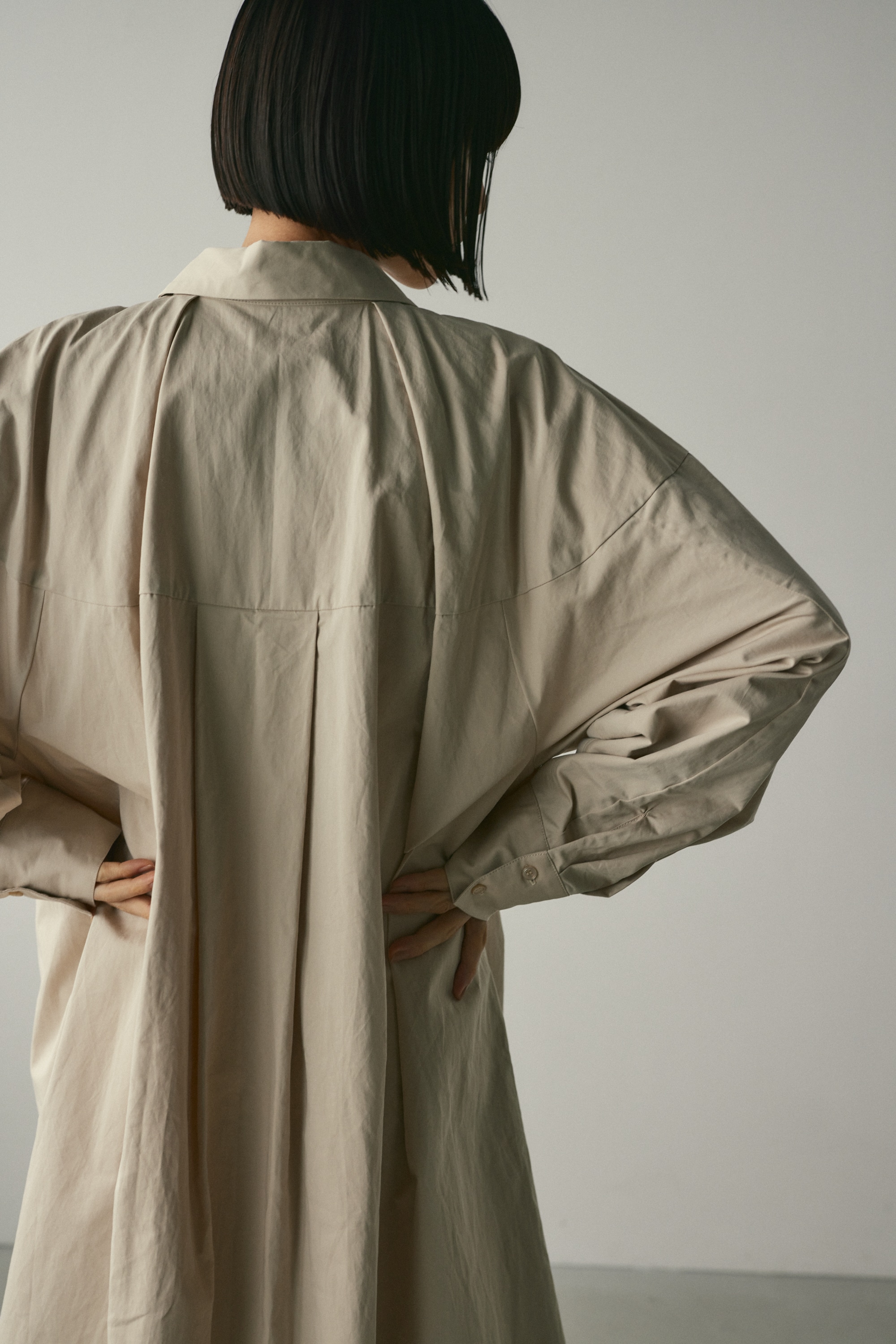 スイッチングシャツワンピース L/BEG S