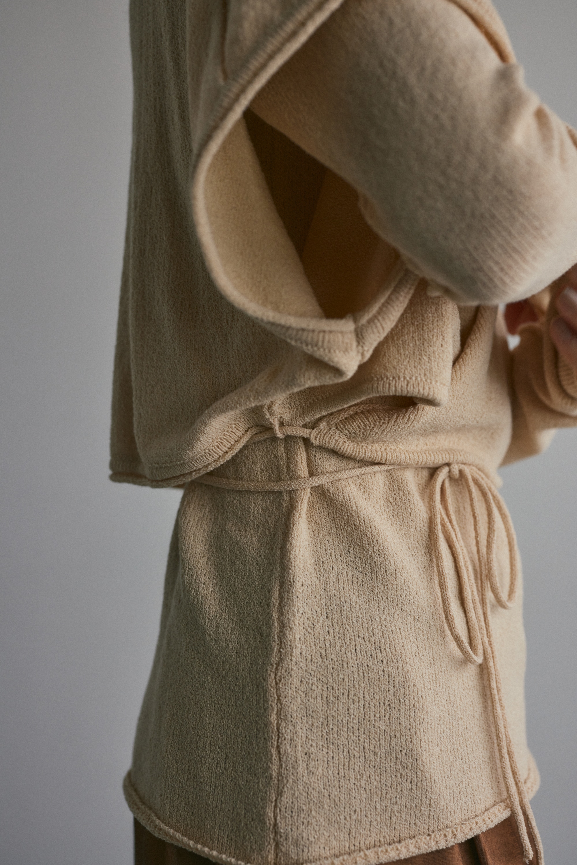 カシュクールベストセットニット L/BEG FREE