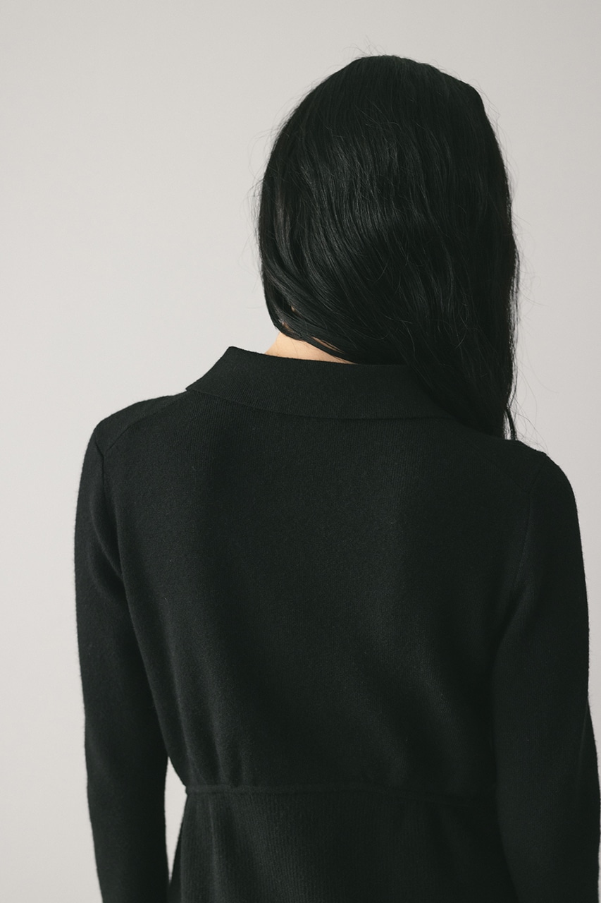 フロントジップニットワンピース BLK M