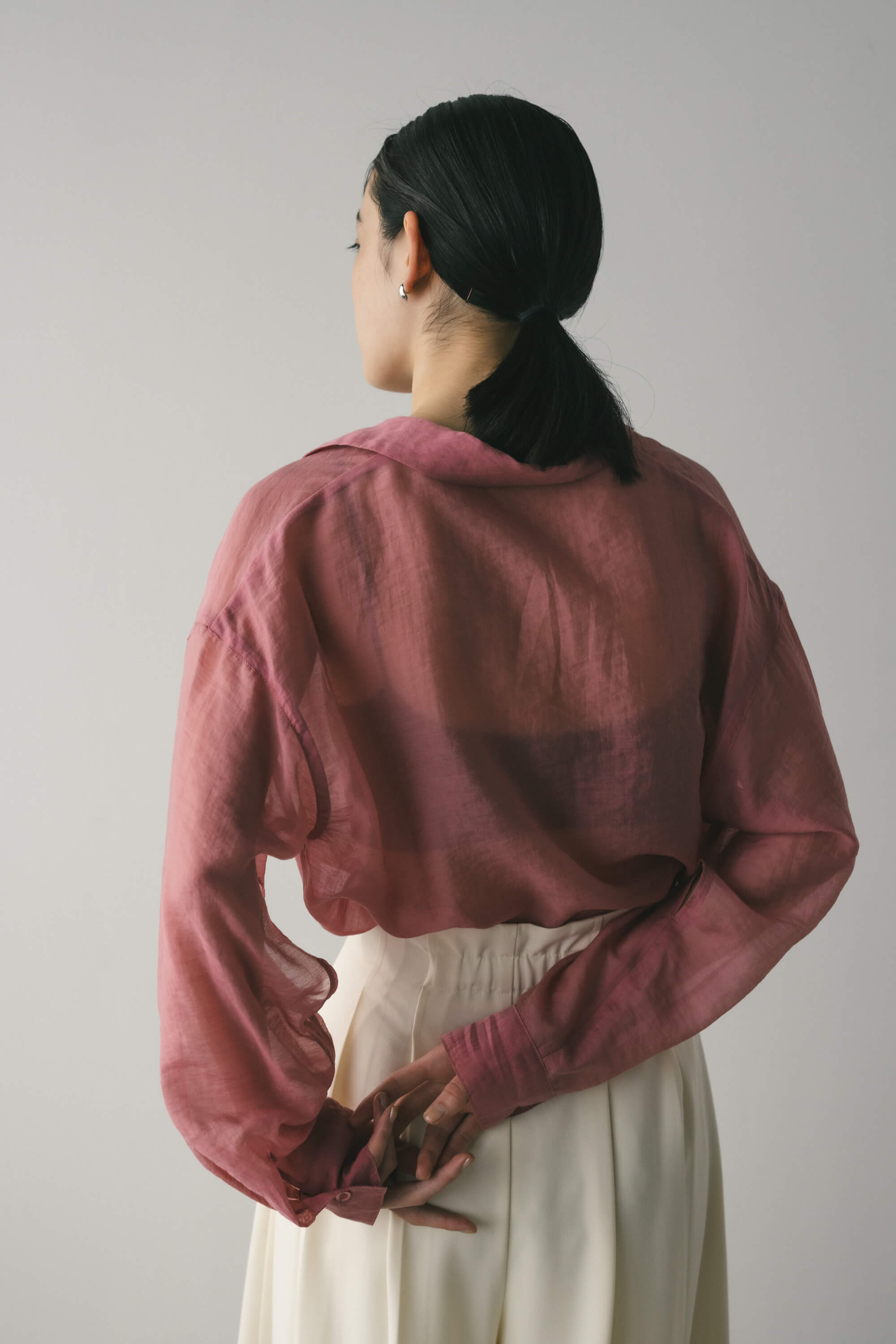 スリットスリーブシアーシャツ PNK FREE