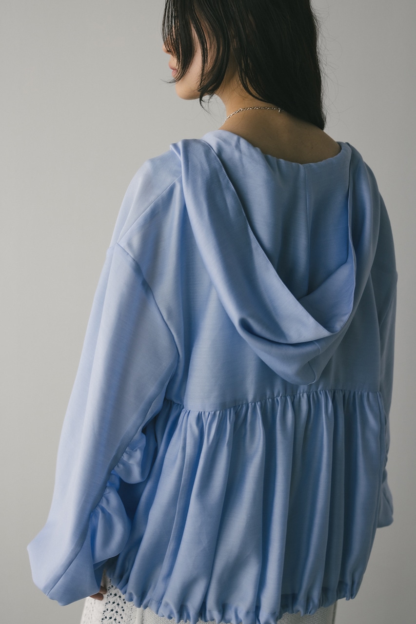 シアーギャザーフードシャツブルゾン SAX FREE