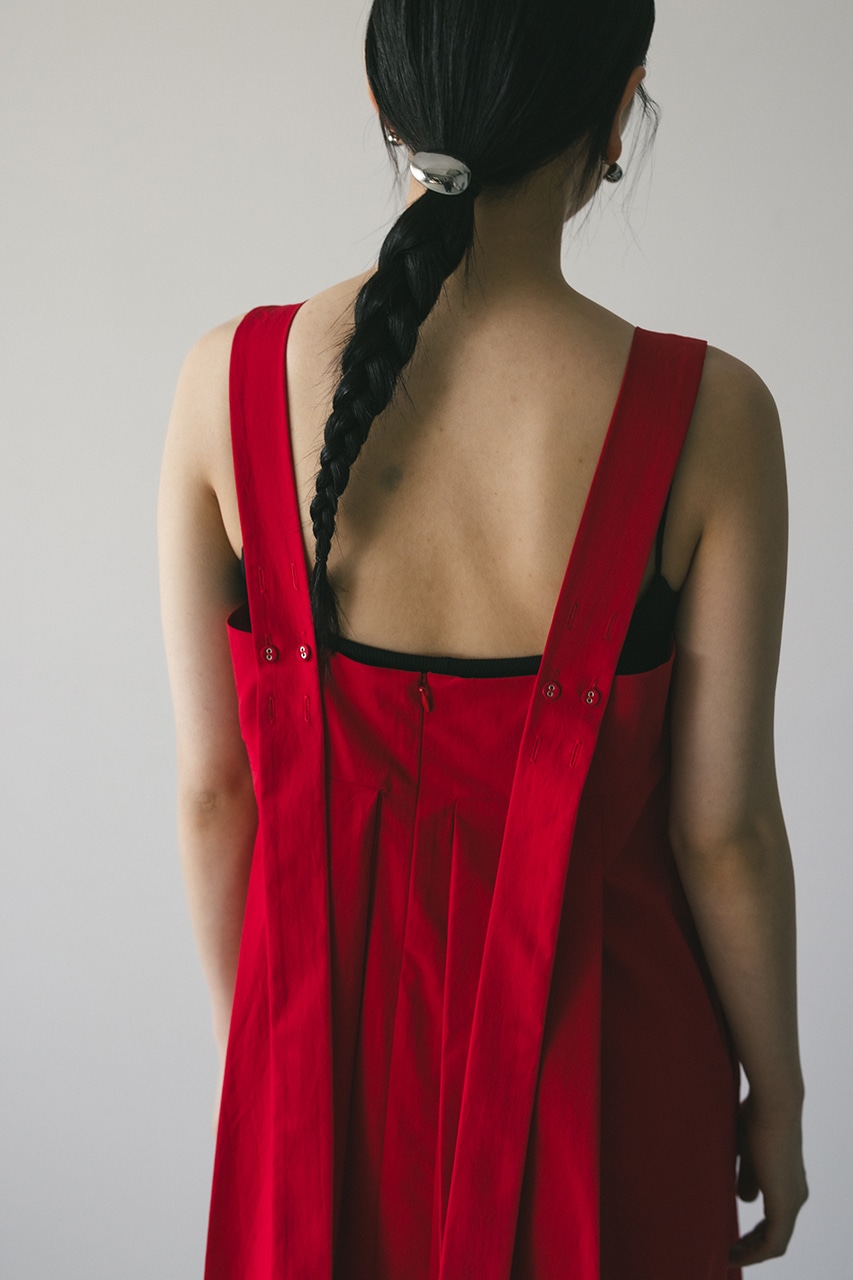 サイドパネルフレアワンピース RED M