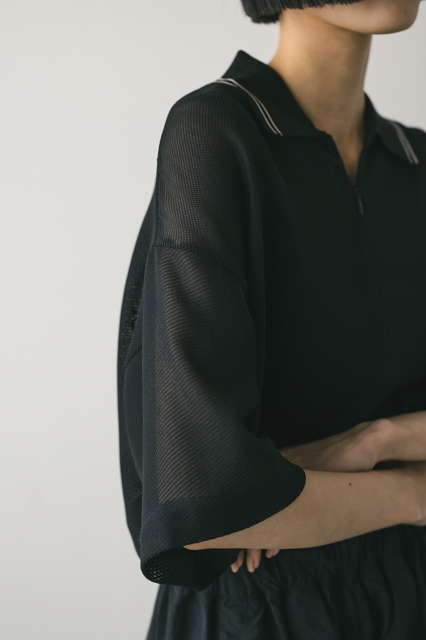 ラインカラーメッシュトップ BLK FREE