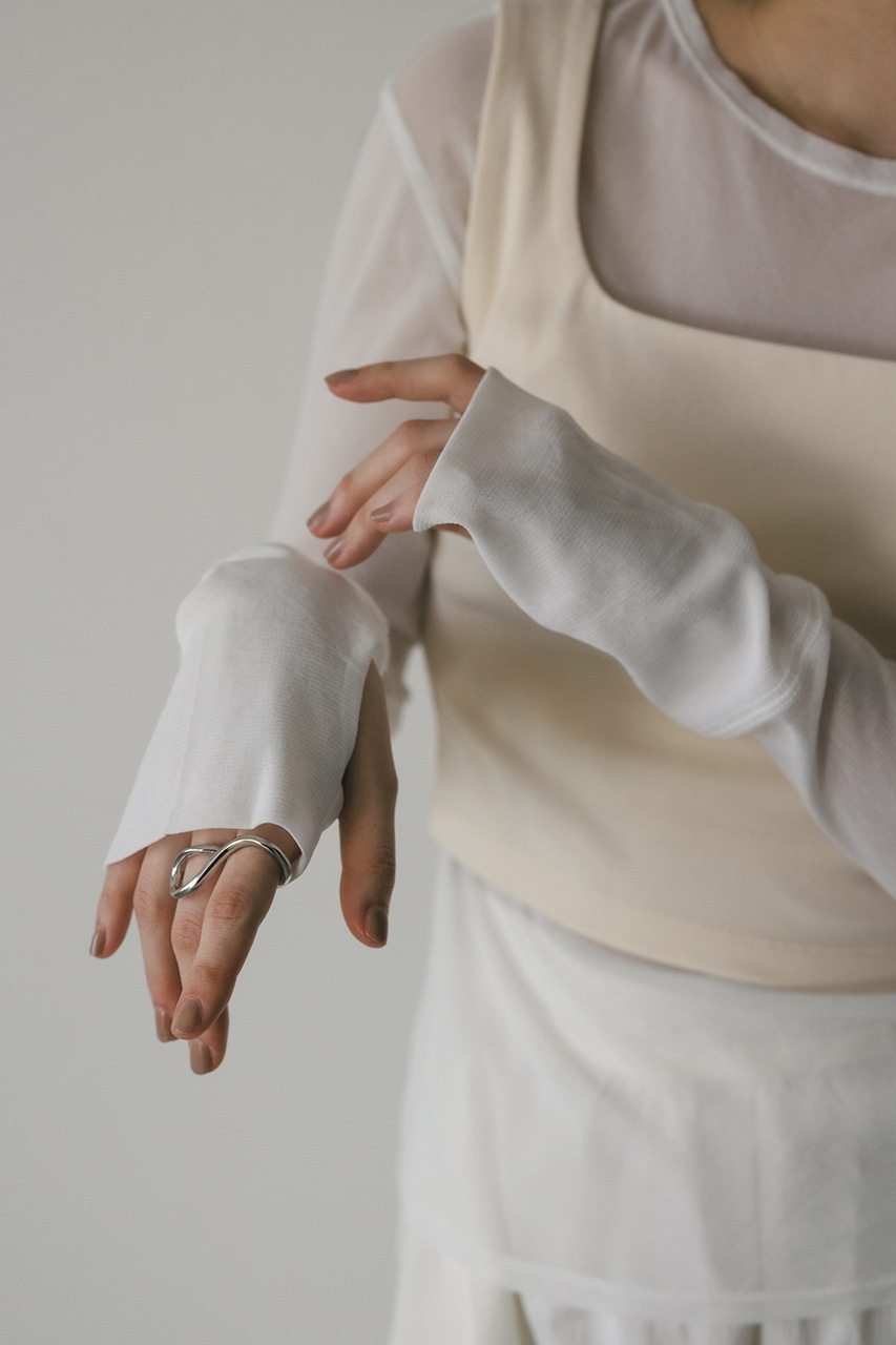 2ピーススクエアビスチェシアートップ WHT FREE