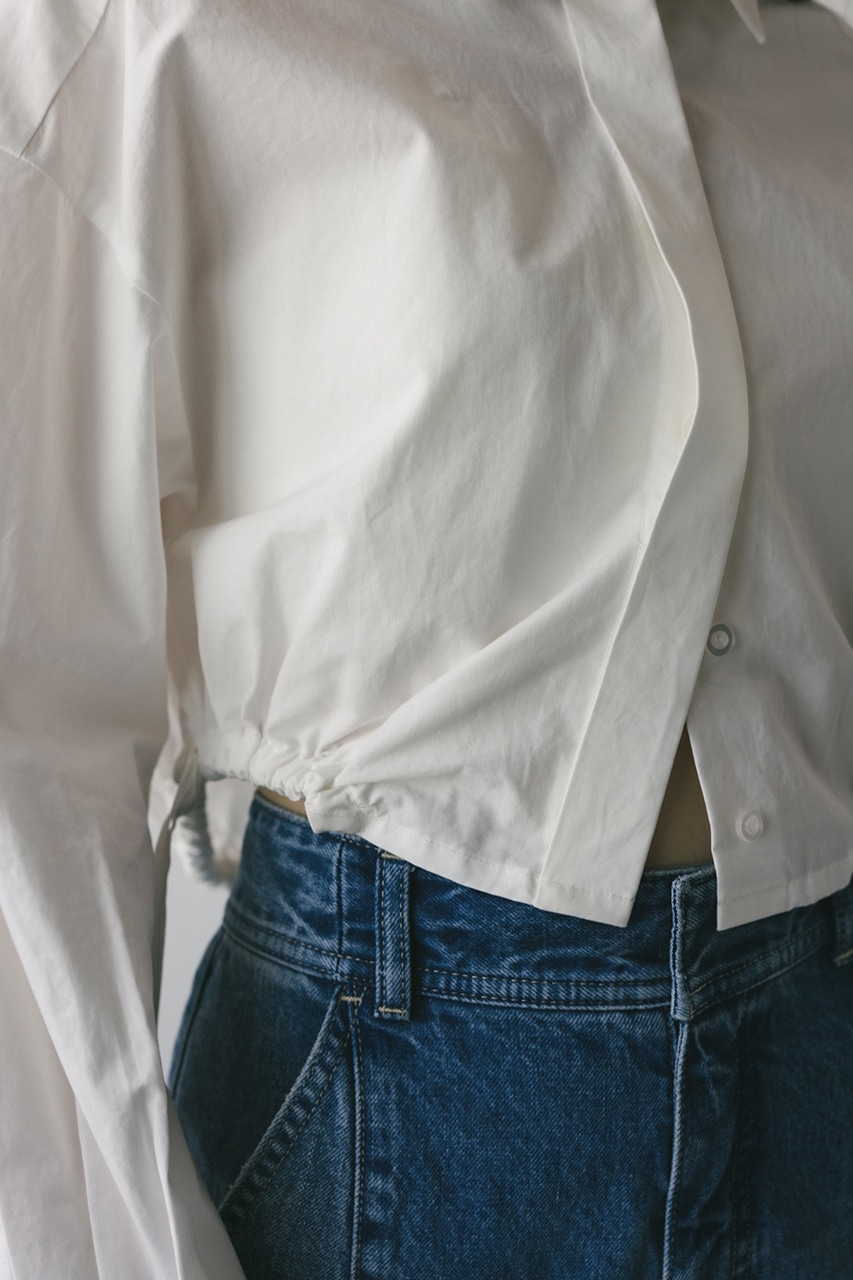 ヘムギャザーショートシャツ WHT FREE