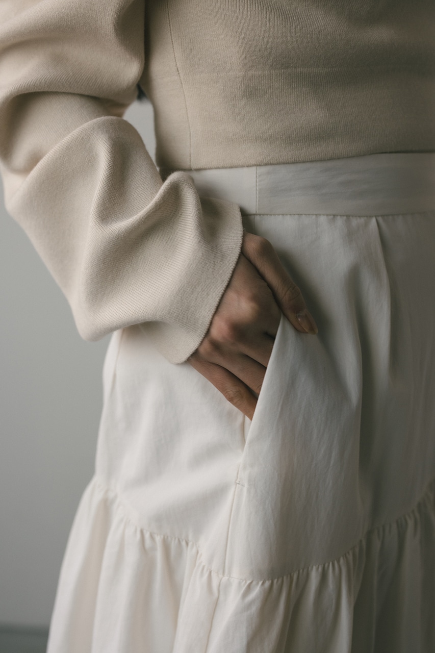 ティアードフレアスカート WHT M