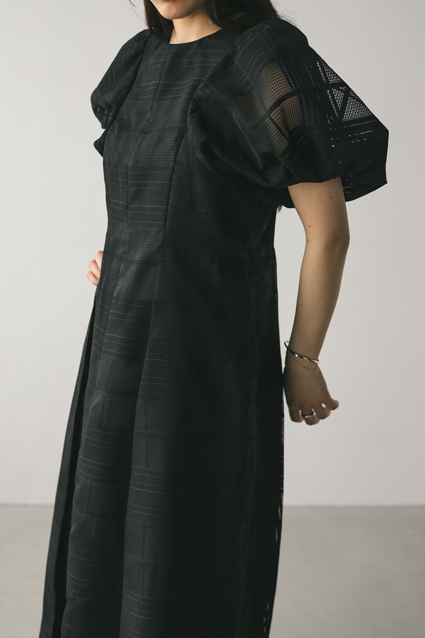 シアーチェックワンピース BLK M