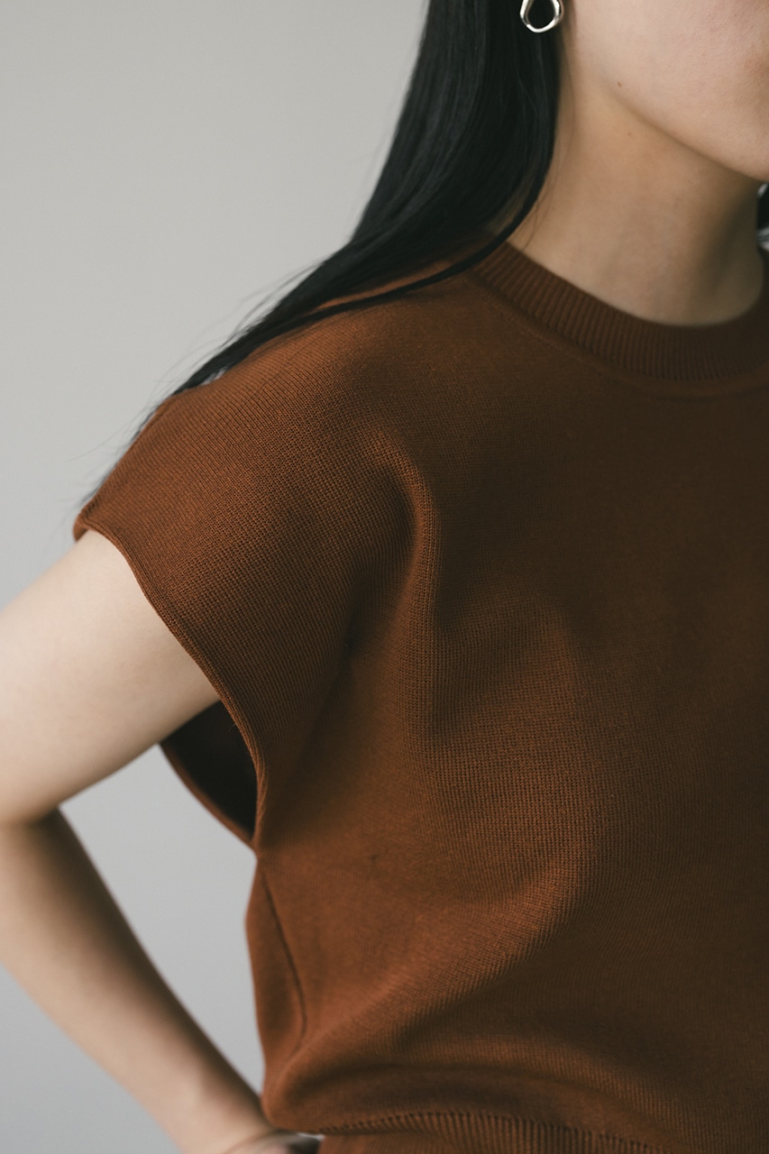 ショルダータックショートニット BRN FREE