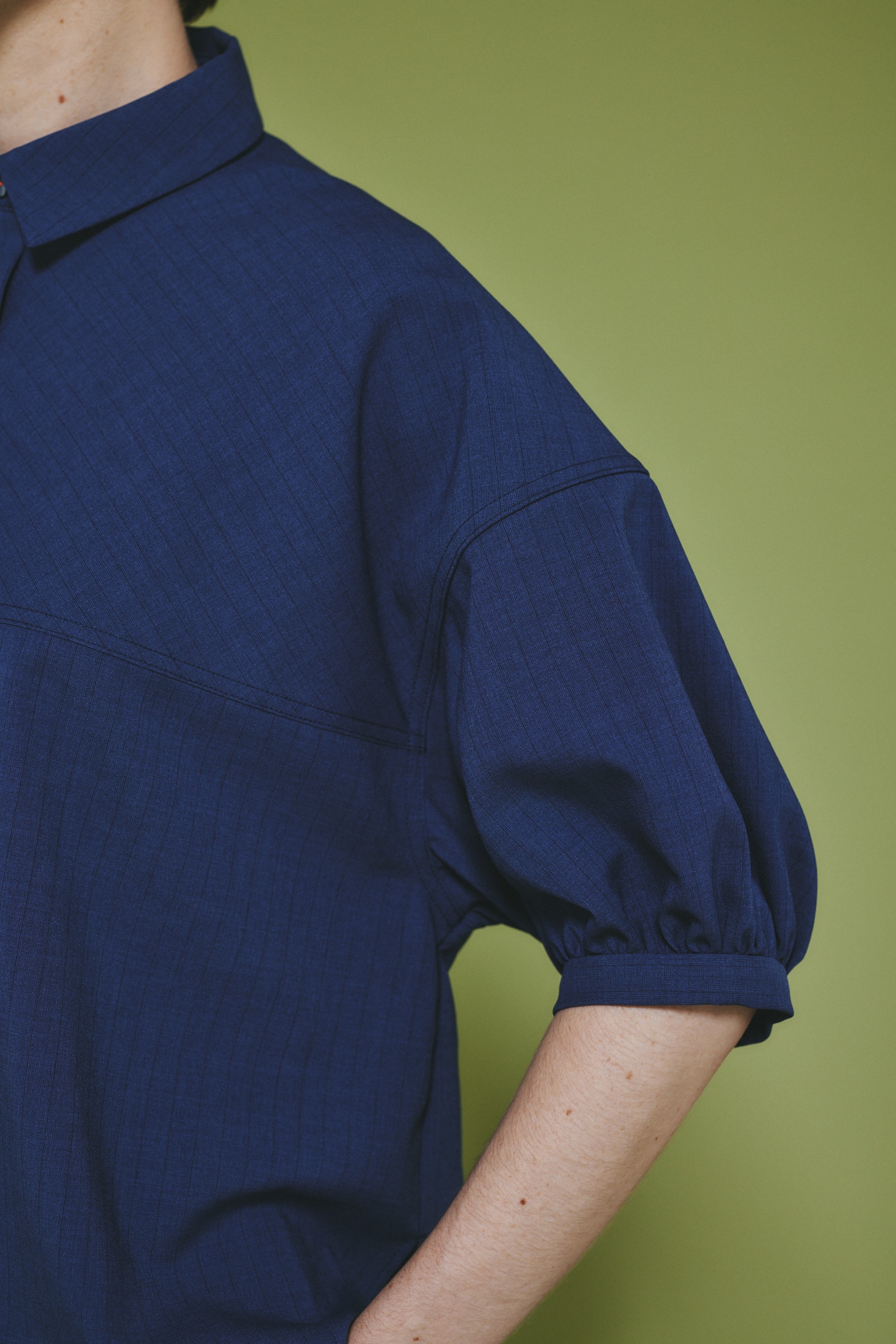 Stripe half sleeve shirt 柄NVY FREE