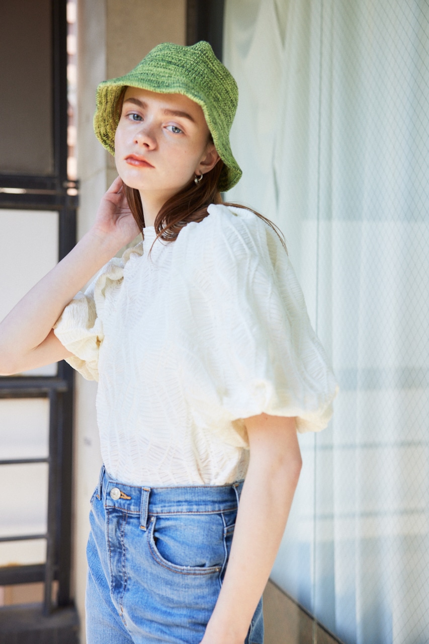 SLY | CUT LACE PUFF SLEEVE トップス (Tシャツ・カットソー(半袖 