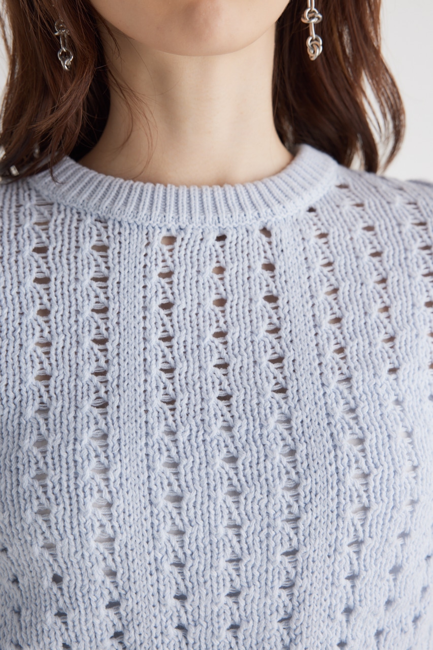 ショルダーポイントクロシェ TOP L/BLU FREE