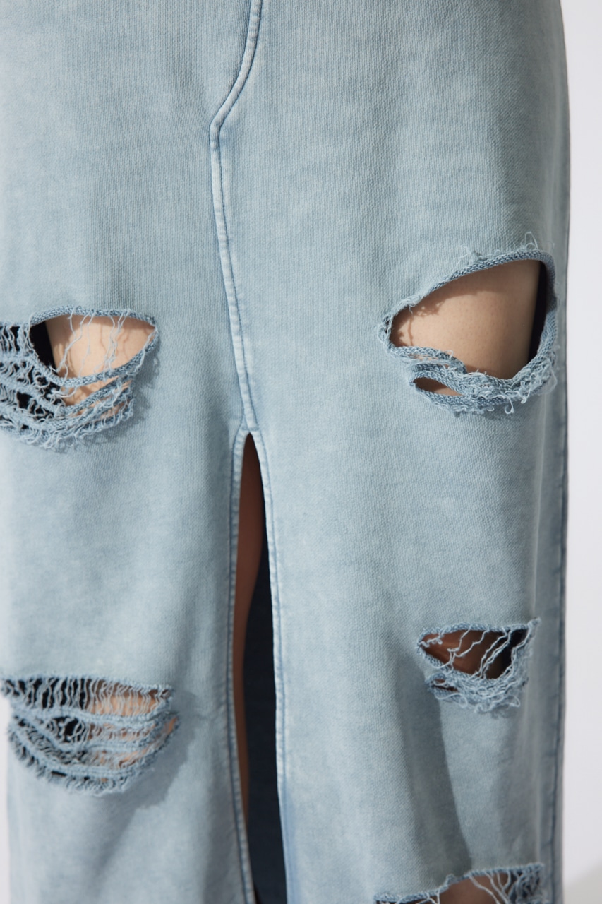 クラッシュスウェットジャストウエストスカート BLU S