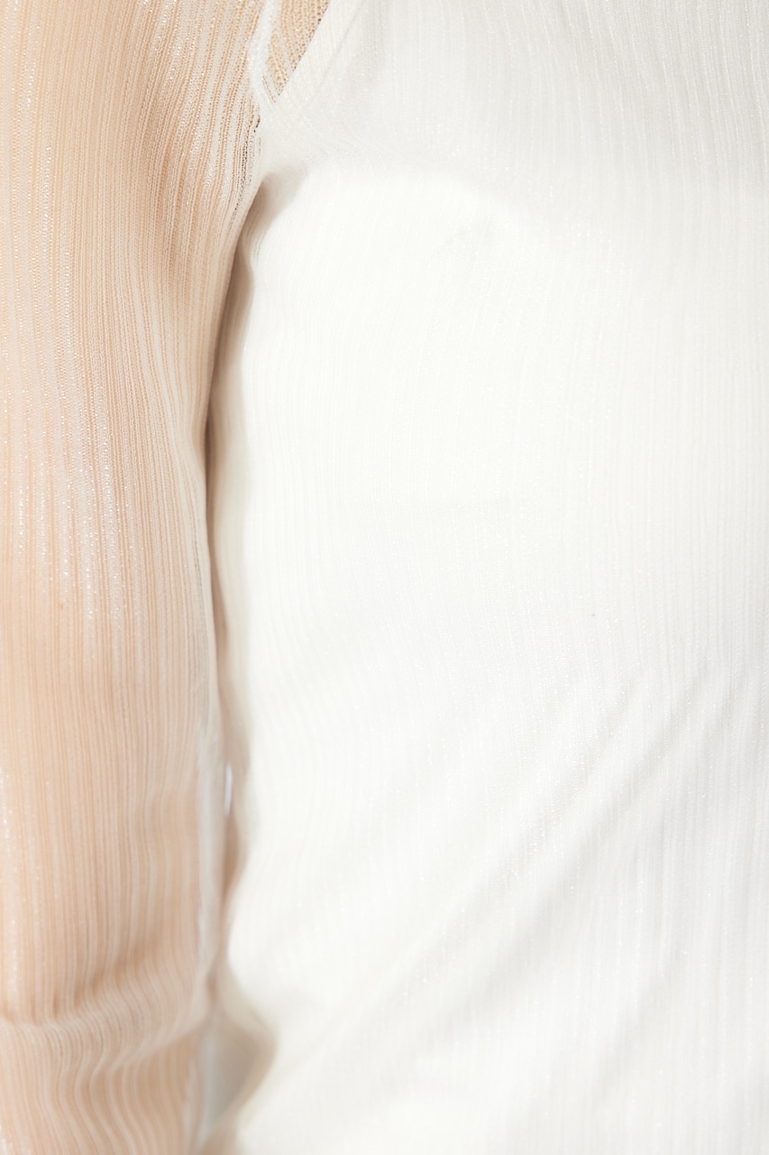 ランダムリブシアーニットトップス WHT FREE