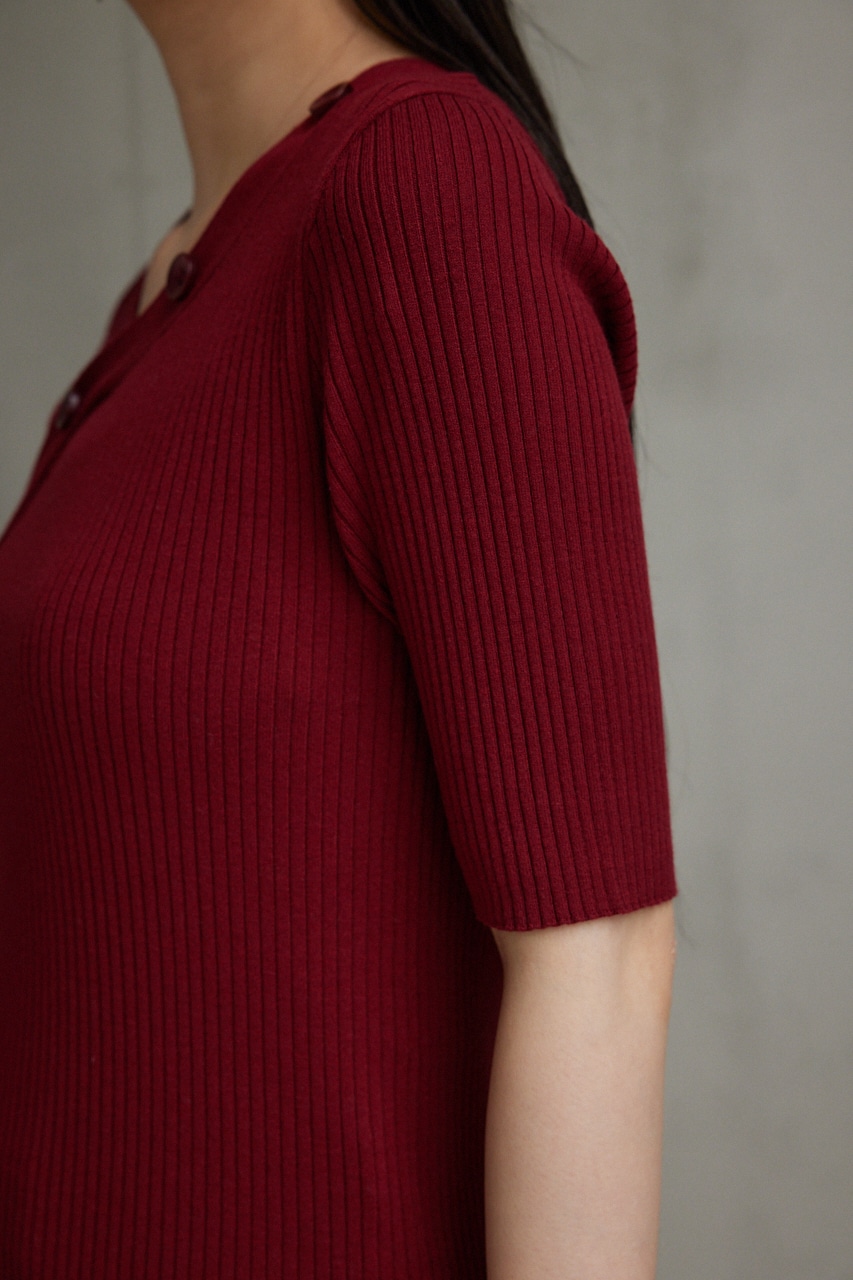 AZUL BY MOUSSY | アシンメトリーボタン5分袖ニット (ニット ) |SHEL 