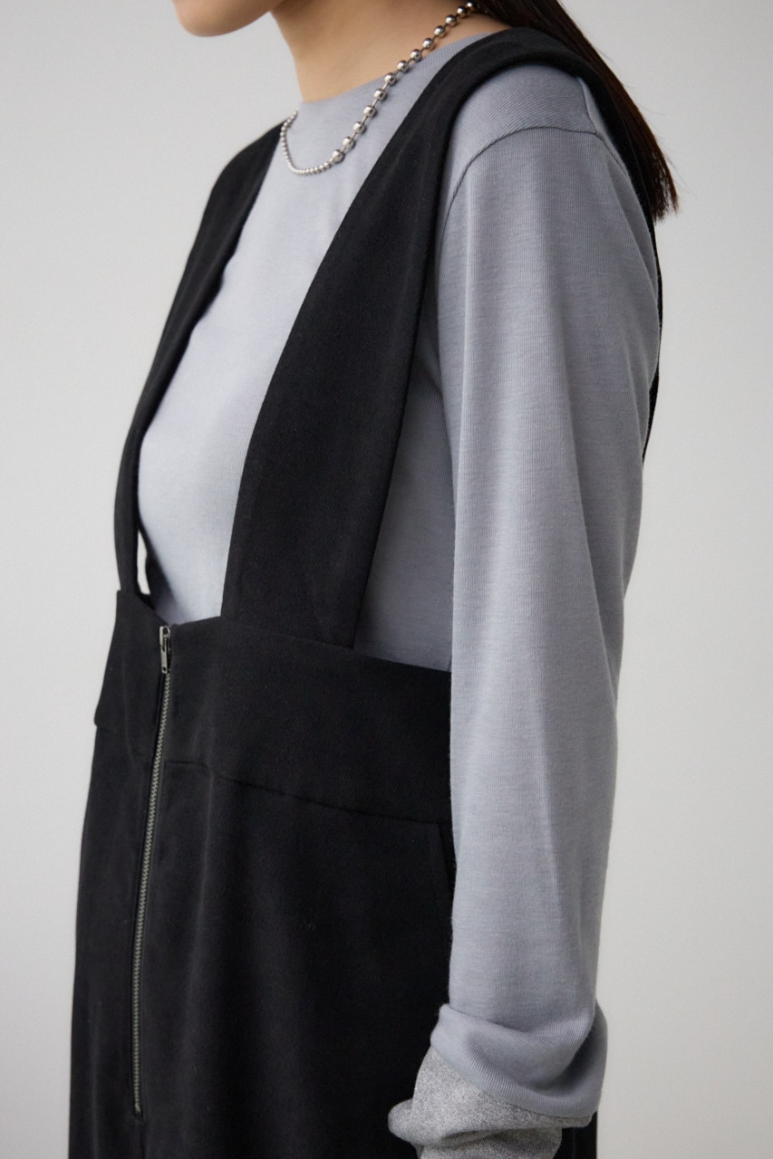フロントジップジャンパースカート BLK S