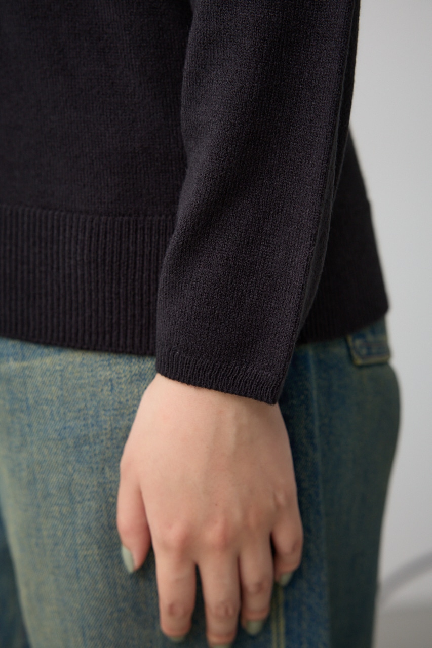 ヌーディー2WAYVネックニットトップス BLK S