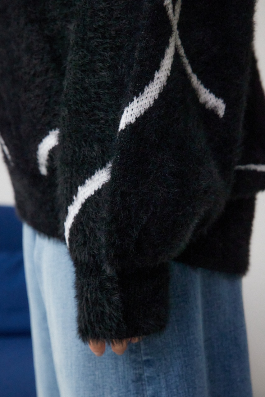 ニュアンスライン柄ニット BLK FREE