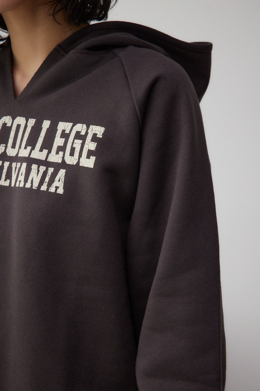 カレッジプリントスウェットパーカー C.GRY FREE
